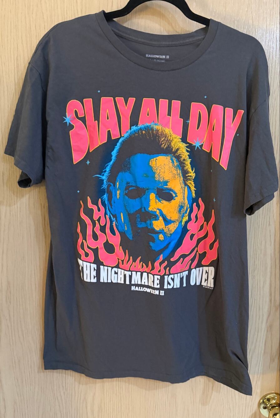 Halloween II Michael Myers Slay All Day Graphic T-Shirt Large